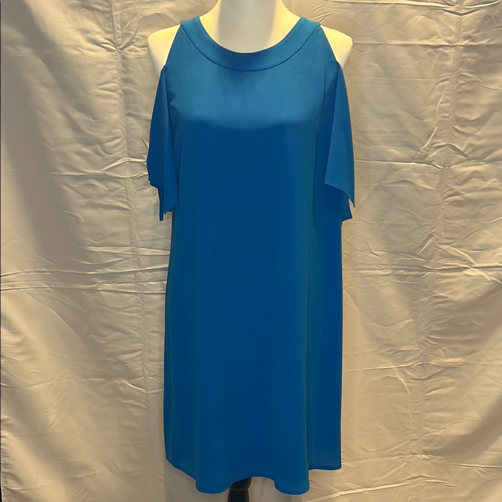 Chicos Women’s Ocean Blue Cold Shoulder Dress 
Size Small